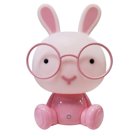 2400616-RO LUZ NOCHE SILICONA CONEJO ROSA 5V C-USB