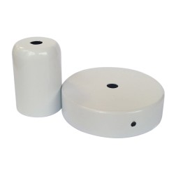CONJUNTO FLORON Y PORTALAMPARAS METALICOS BLANCO