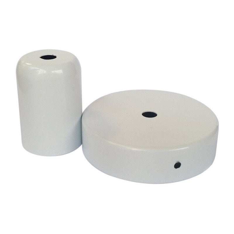 CONJUNTO FLORON Y PORTALAMPARAS METALICOS BLANCO