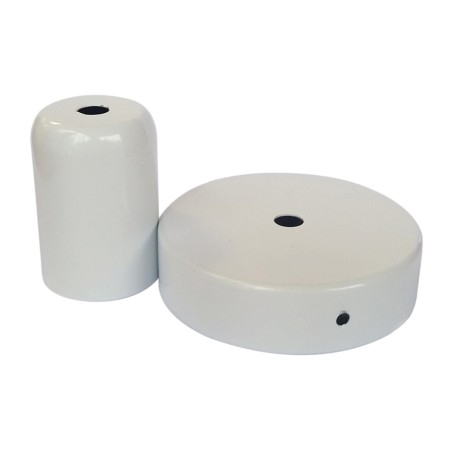 CONJUNTO FLORON Y PORTALAMPARAS METALICOS BLANCO