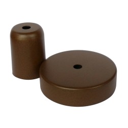 CONJUNTO FLORON Y PORTALAMPARAS METALICOS MARRON