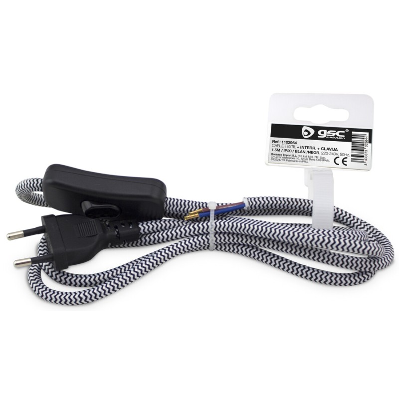 1102964 1,5m CONEXION CON INTERRUPTOR BLANCA-NEGRA