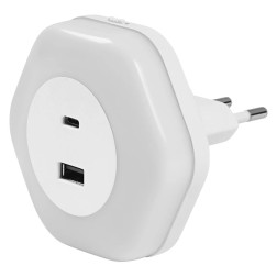 090264 LUZ NOCHE LED 0,5W SENSOR C-CARGADOR USB A Y C LUNETTA HEXAGON LEDVANCE