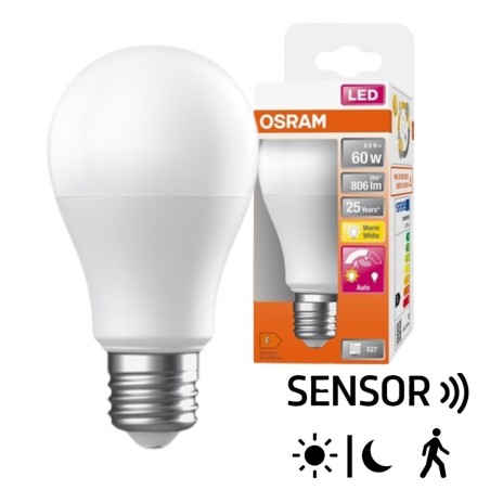 040122 LAMPARA STANDARD LED SENSOR MOVIMIENTO E27 10W 2700K STAR OSRAM