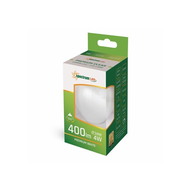 WOJ+14336 LAMPARA ESFERICA LED MATE CRISTAL 4W E14 4000K SPECTRUM