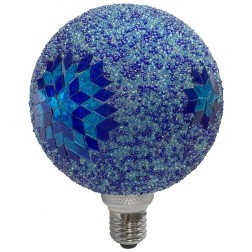 2601280-AZ LAMPARA GLOBO LED ABALORIOS AZUL 3W E27