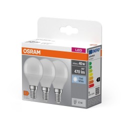 429727 3u LAMPARA ESFERICA LED 4,9W E14 4000K BASE OSRAM