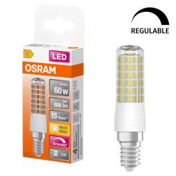 607316 LAMPARA TUBULAR LED REGULABLE E14 7W 2700K OSRAM