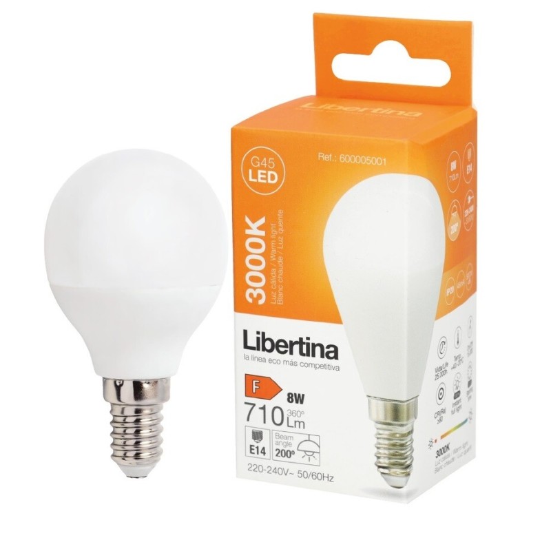 600005001 LAMPARA ESFERICA LED E14 8W 3000K LIBERTINA 600005001 LAMPARA ESFERICA LED E14 8W 3000K LIBERTINA