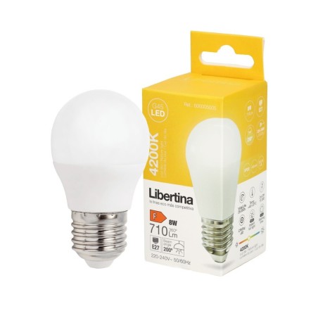 600005005 LAMPARA ESFERICA LED E27 8W 4200K LIBERTINA