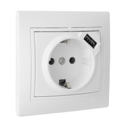 ERP60USBU BASE SCHUKO CON USB BLANCA SERIE EUROPA