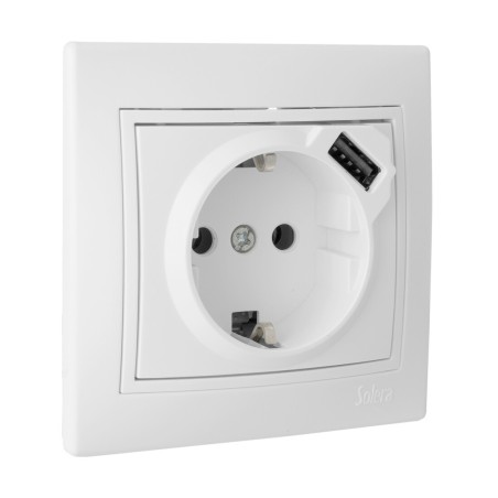 ERP60USBU BASE SCHUKO CON USB BLANCA SERIE EUROPA
