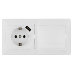 KIT-ERP-ROOM CONMUTADOR + BASE SCHUKO CON CARGADOR USB 2,1A SERIE EUROPA SOLERA