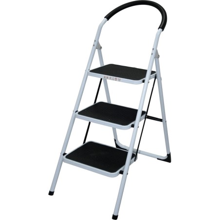 10071 ESCALERA ACERO DOMESTICA 3 PELDAÑOS MADER