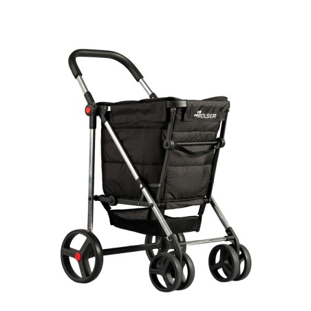 BAS001 CARRO COMPRA BASKET POLAR PLEGABLE 4 RUEDAS NEGRO ROLSER