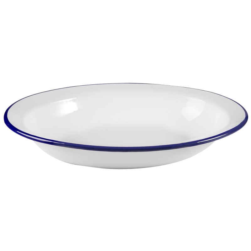 905232 FUENTE OVAL HONDA ESMALTADA BLANCA 32x25cm-