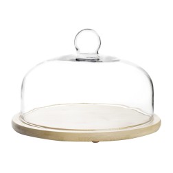 715526 QUESERA DE CRISTAL CON BASE DE MADERA 26cm IBILI