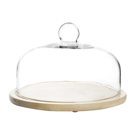 715526 QUESERA DE CRISTAL CON BASE DE MADERA 26cm IBILI