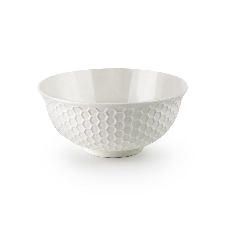 687901 BOL CERAMICO 16cm HEXAGON BLANCO IBILI
