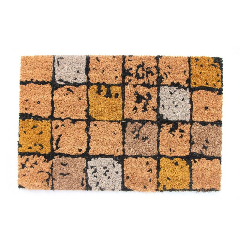 FELPUDO DE COCO ESTAMPADO MODELO CUADROS 40x60 cm