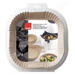 688520 50ud BANDEJA DESECHABLE CUADRADA PARA FREIDORA DE AIRE 20x20x4,5cm IBILI
