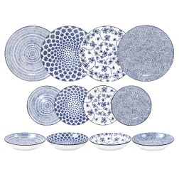 691700 SET 12 PIEZAS VAJILLA ARMONIA AZUL IBILI