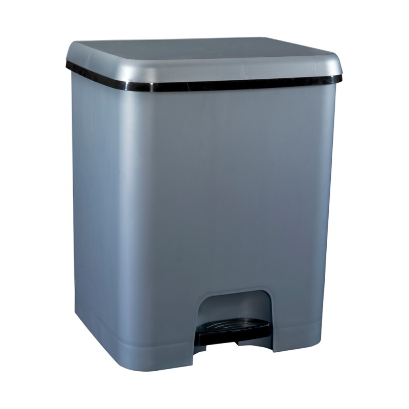 2546 CUBO DE BASURA CON PEDAL DUO ECOLOGICO 52L PLATA