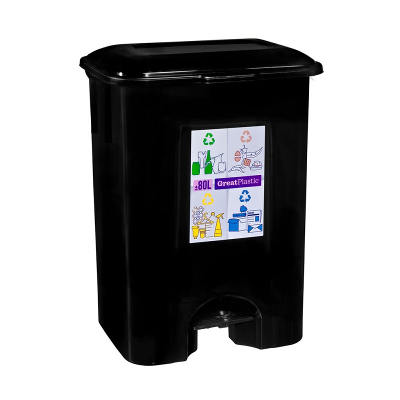 3150 CUBO DE BASURA CON PEDAL 80L NEGRO