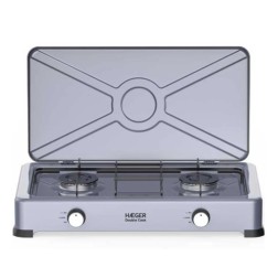 GC-02E-022A COCINA A GAS ESMALTADA CON TAPA 2 FUEGOS DOUBLE FIRE HAEGER