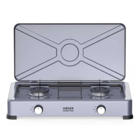 GC-02E-022A COCINA A GAS ESMALTADA CON TAPA 2 FUEGOS DOUBLE FIRE HAEGER
