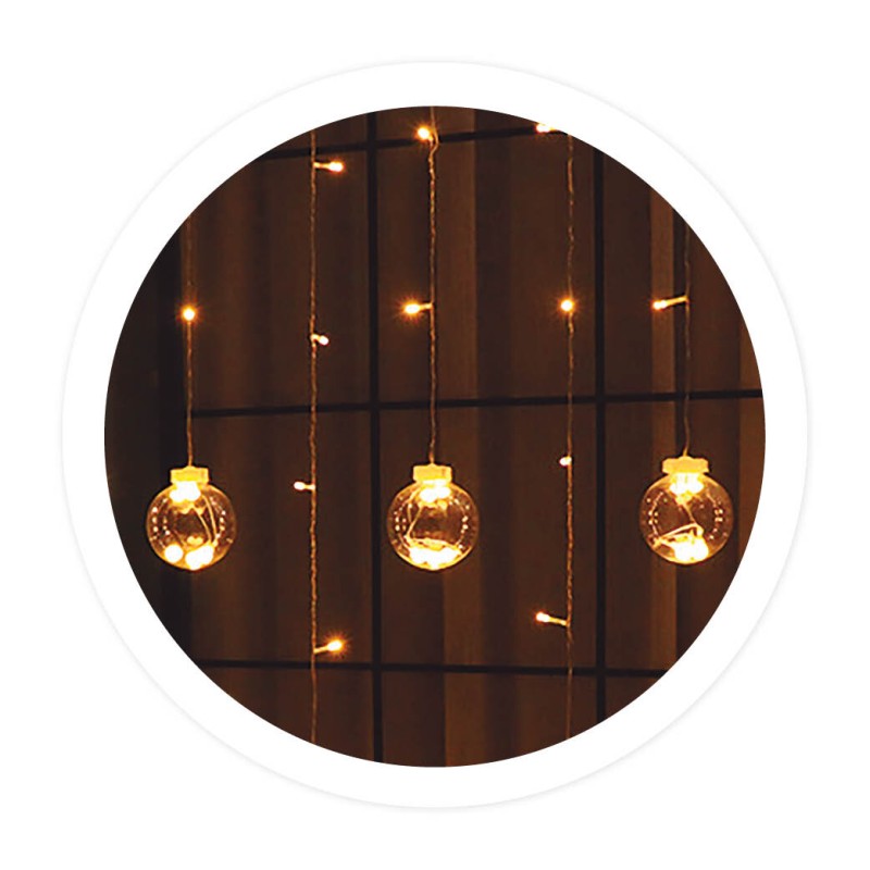 204605024 1,4m CORTINA LED CON BOLAS USB 8 FUNCIONES GSC