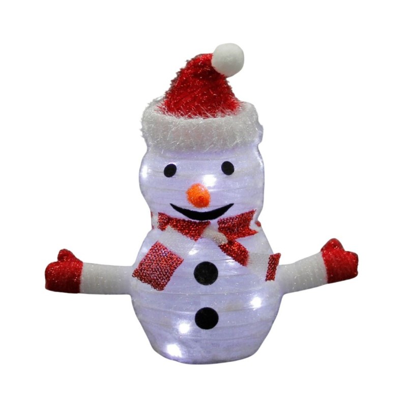 204625012 MUÑECO DE NIEVE LED PLEGABLE A PILAS LUZ FRIA 30cm BAMBASY
