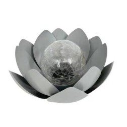 G2216 NENUFAR SOLAR DECORATIVO FRIO METAL+VIDRIO 25cm GALIX
