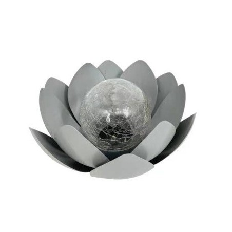 G2216 NENUFAR SOLAR DECORATIVO FRIO METAL+VIDRIO 25cm GALIX