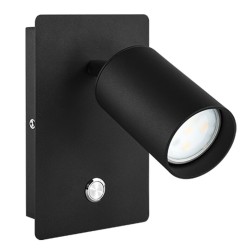 2076002-N APLIQUE LED DE PARED NEGRO C-INTERRUPTOR GU10
