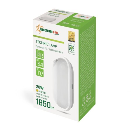 SLI041046NW APLIQUE LED OVAL CON SENSOR 20W 4000K 1850Lm IP54