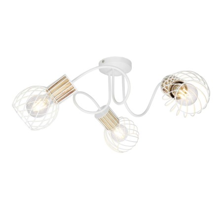 54012-3 REGLETA METAL BLANCO Y COLOR MADERA 3XE27 40W LUISE GLOBO
