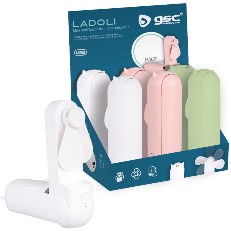 300010033 MINI VENTILADOR DE BOLSILLO PLEGABLE USB RECARGABLE 0,5W LADOLI GSC