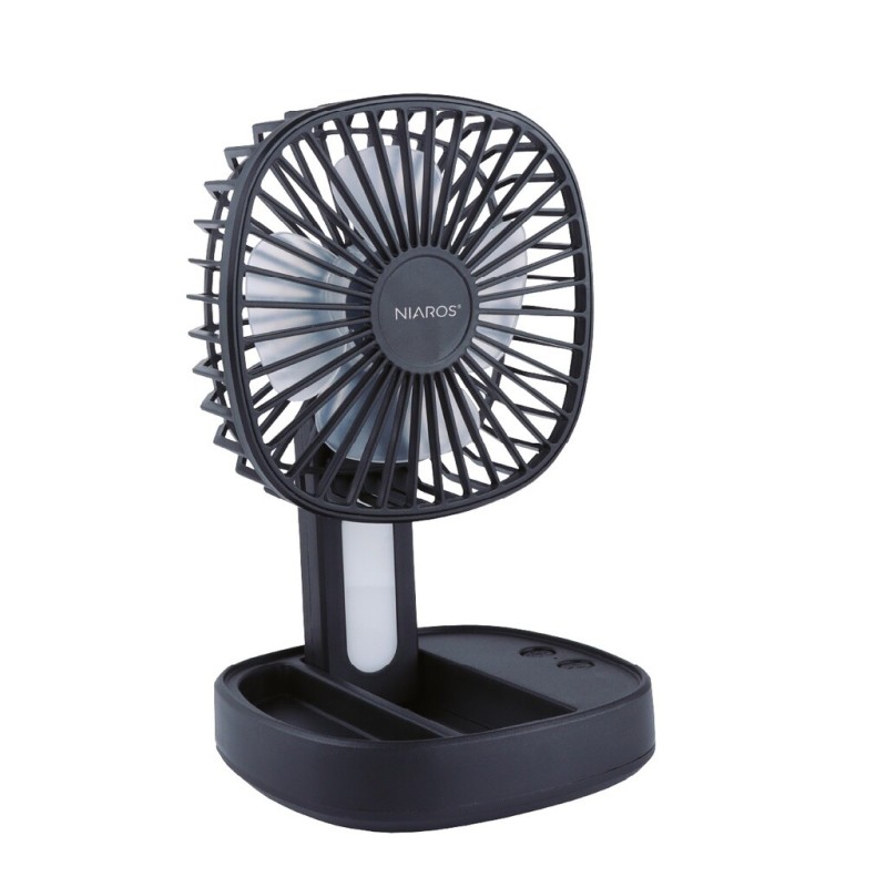 300040002 MINI VENTILADOR DE MANO PLEGABLE CON LUZ USB RECARGABLE NEGRO COOBER NIAROS