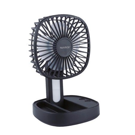300040002 MINI VENTILADOR DE MANO PLEGABLE CON LUZ USB RECARGABLE NEGRO COOBER NIAROS