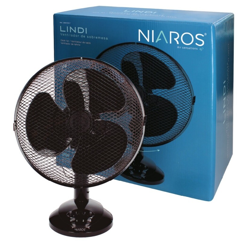 300010017 VENTILADOR SOBREMESA 34cm 40W NEGRO LINDI NIAROS 300010017 VENTILADOR SOBREMESA 34cm 40W NEGRO LINDI NIAROS