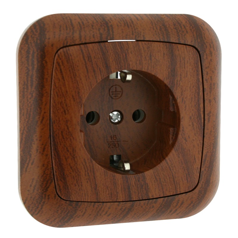 36-530-B-MD ENCHUFE EMPOTRAR T-T-L- MADERA