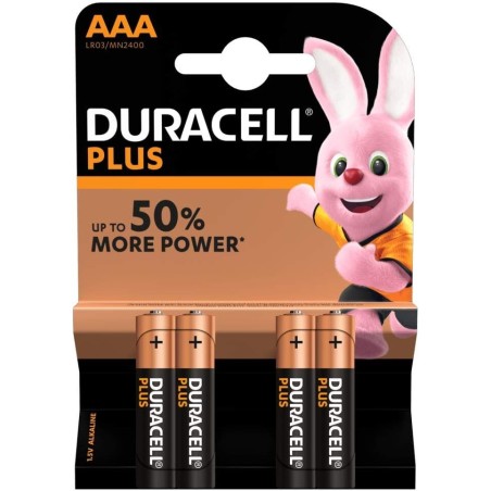 4 x PILA ALCALINA LR03 AAA DURACELL PLUS