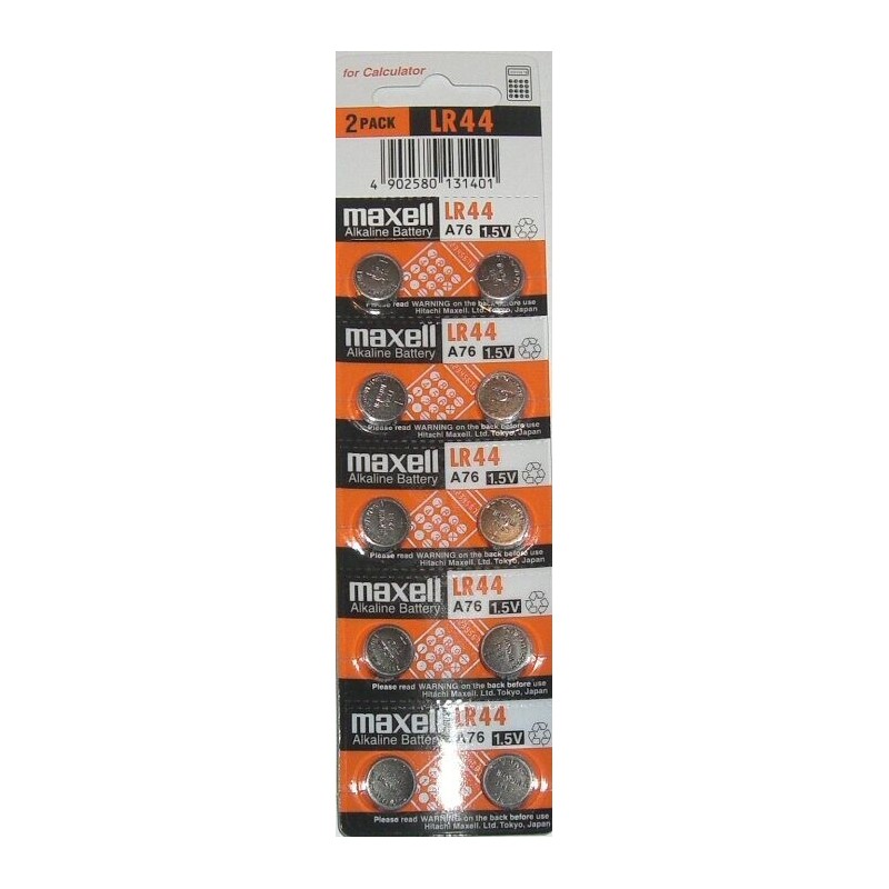 10 x PILA BOTON LR44 MAXELL ALCALINA