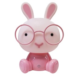 2400616-RO LUZ NOCHE SILICONA CONEJO ROSA 5V C-USB