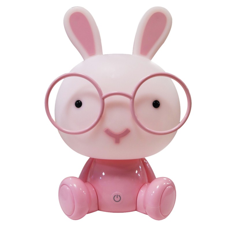 2400616-RO LUZ NOCHE SILICONA CONEJO ROSA 5V C-USB