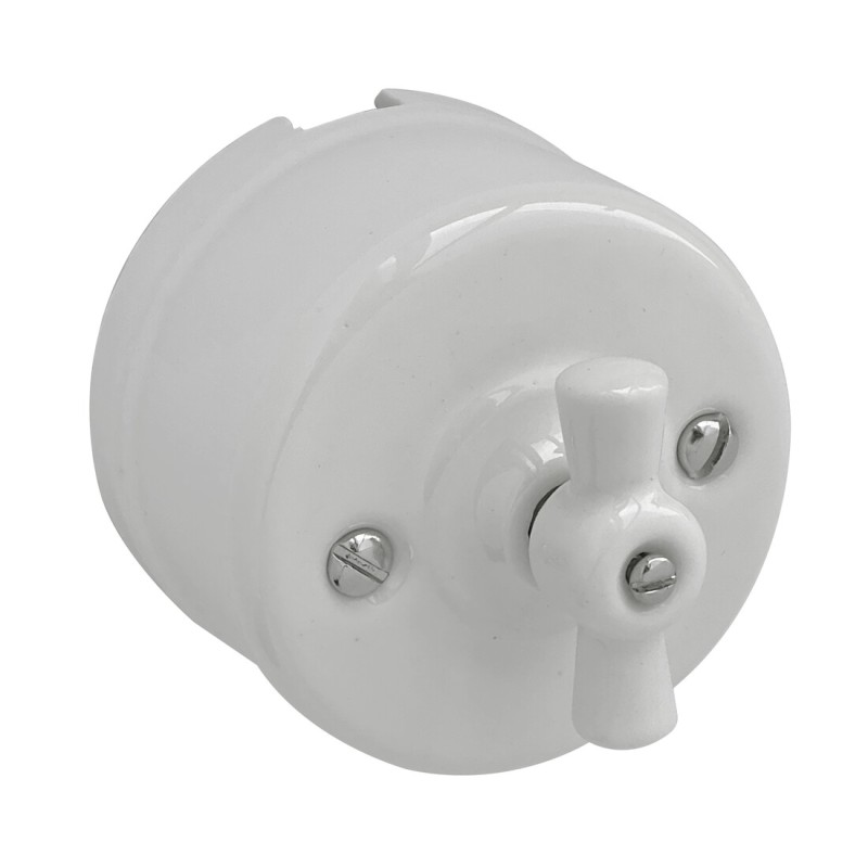 2902020 CONMUTADOR DE SUPERFICIE LAZO PORCELANA BLANCA F-BRIGHT
