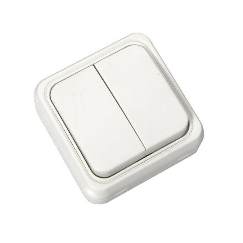 20302052 CONMUTADOR DOBLE BLANCO NIEVE SERIE KRISTAL FONTINI