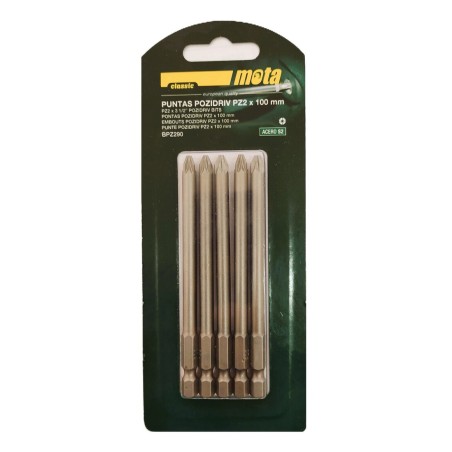 BPZ290 PUNTA ATORNILLADORA POZIDRIV 2x90mm 1-4" ACERO SET 5u MOTA