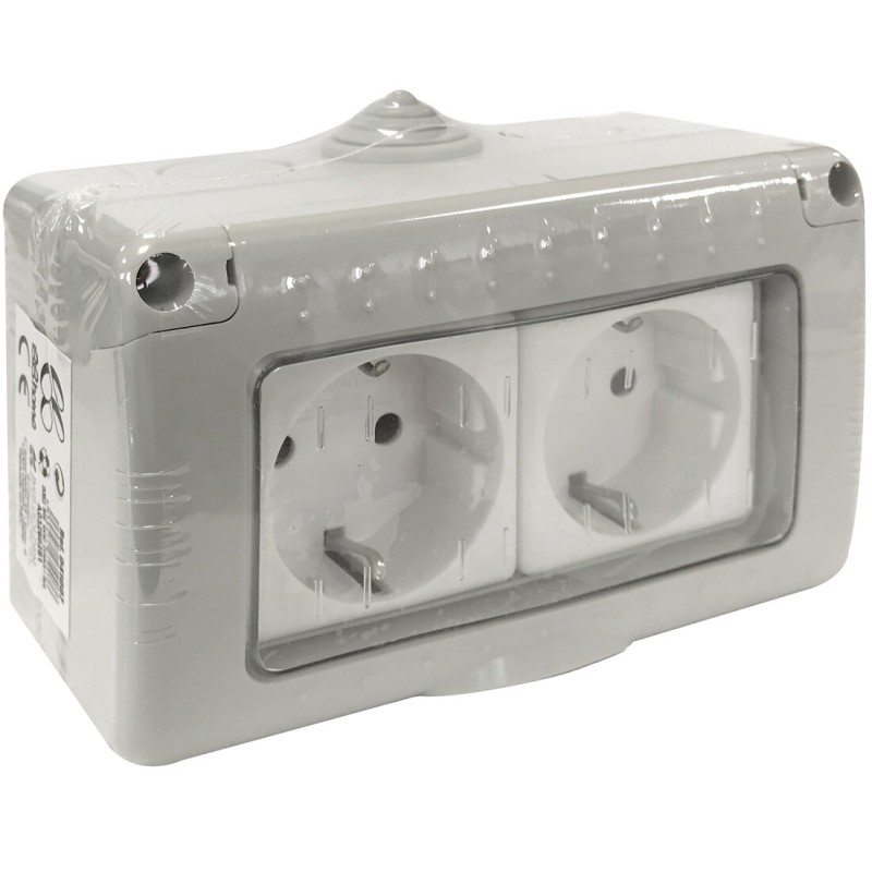 041007 BASE DOBLE SCHUKO ESTANCA IP55 10A 250V